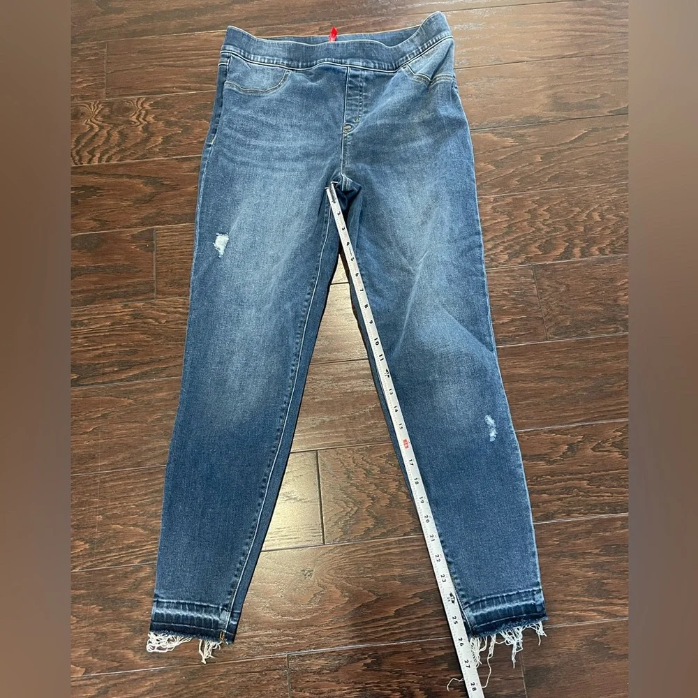 Spanx Jeans Distressed Ankle Skinny Denim Legging Raw Hem Women Size X-Large